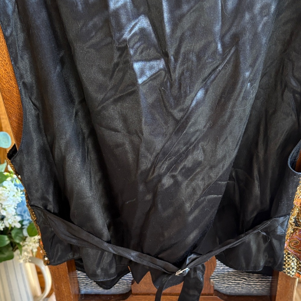 Embellished Brown Patterned Button-Down Vest - image 3